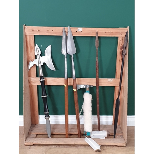 485 - A collection of spears and axes (stand not included) (R2)