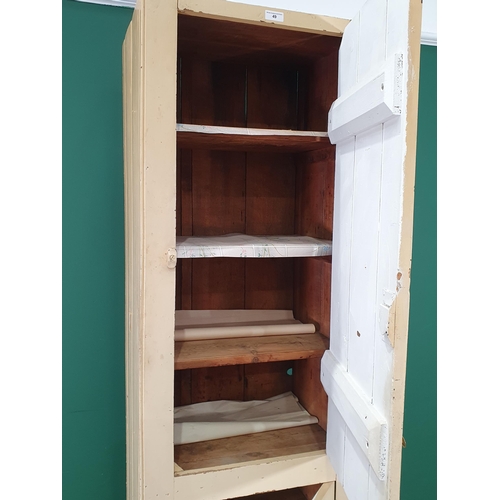 49 - A cream painted pine two door Larder/Preserve Cupboard, 6ft 11