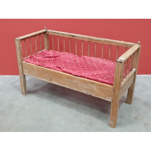 495 - A rustic pine Continental Childs Bench, A/F, 2ft 4