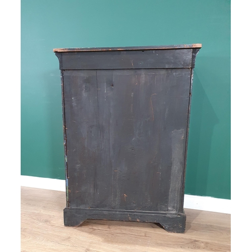 506 - A 19th Century ebonised and walnut veneered Music Cabinet fitted glazed door with gilded brass mount... 