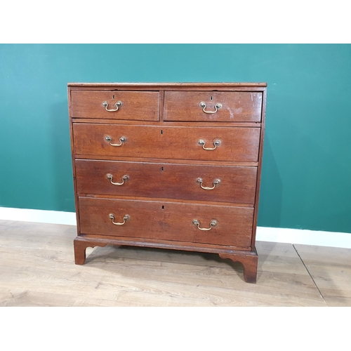 507 - A George III oak Chest of two short and three long drawers mounted on ogee bracket feet 3ft 3in H x ... 