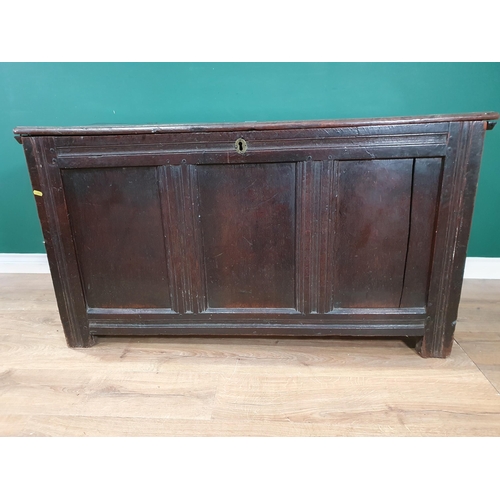 517 - An 18th Century joined oak Coffer with plain three panel front 4ft 3in W x 2ft 4in H (R6)