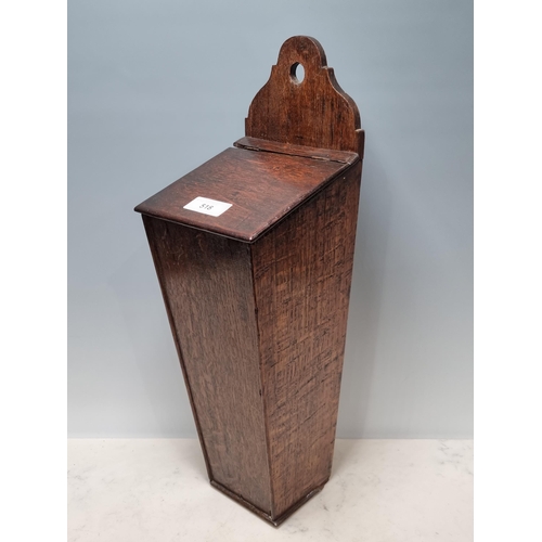 518 - An antique oak Candle Box with hinged lid 1ft 7in 1/2in (R3)