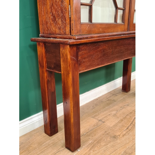 530 - An astragal glazed Display Cabinet on associated stand, with later cornice and sides, 6ft 8