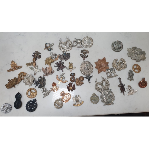 542 - A collection of 50 Military Cap Badges, including County and Scottish Types