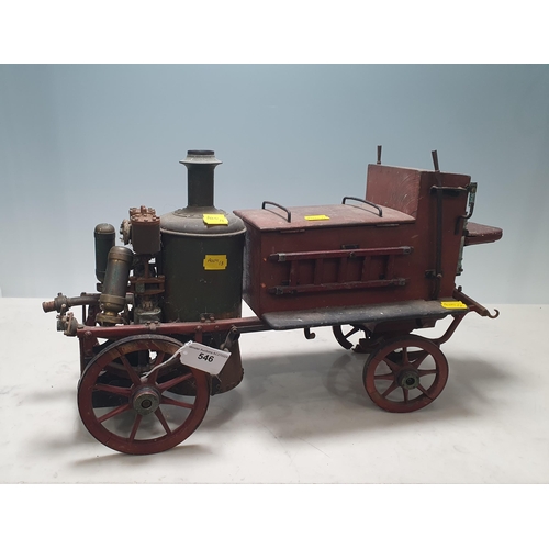 546 - An early 20th Century Model of  a horse drawn Steam Pumper Fire Engine, with metal engine and chassi... 