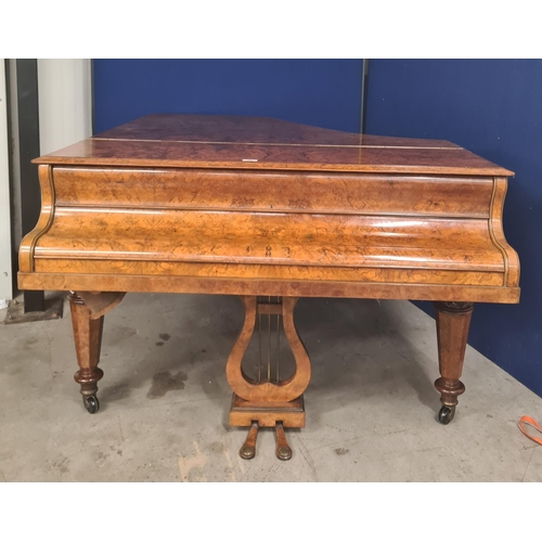 689 - An antique walnut cased baby Grand Piano by Collard & Collard raised on octagonal tapering supports ... 