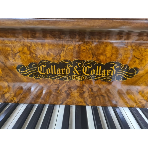 689 - An antique walnut cased baby Grand Piano by Collard & Collard raised on octagonal tapering supports ... 