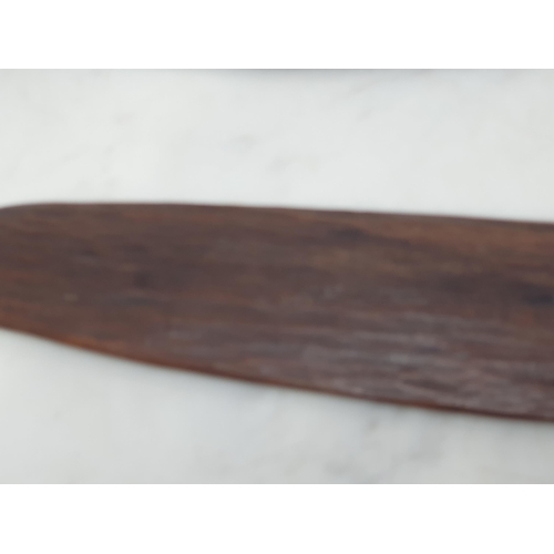 72 - Two old Aboriginal Boomerangs, one with textured decoration, 22in & 21in (R1)