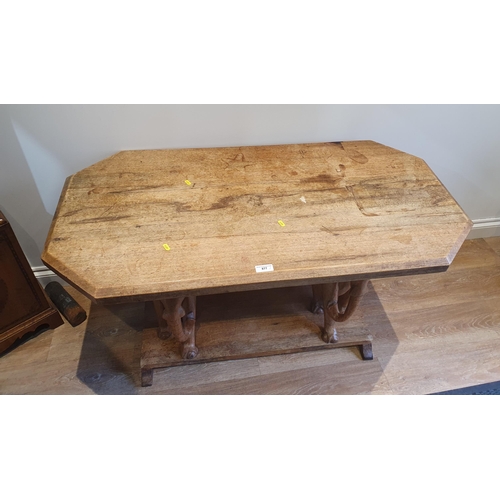 877 - A hardwood Coffee Table on carved Elephant supports and plinth base, 2ft 1