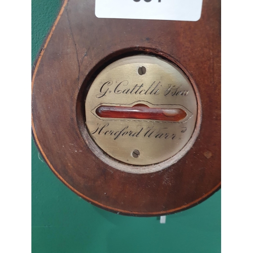 A mahogany cased Banjo Barometer with silvered dials, by 