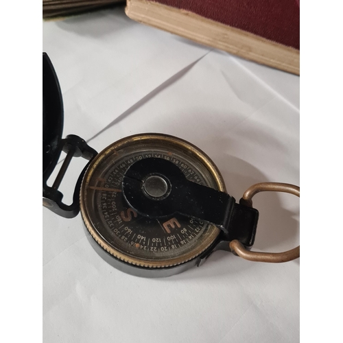 888 - Three First World War Dog Tags, Compass, Kings Norton District Council Medallion in case of issue, M... 