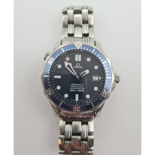 159 - A gentleman's Omega Seamaster Professional Chronometer Wristwatch the dark blue wave effect dial wit... 