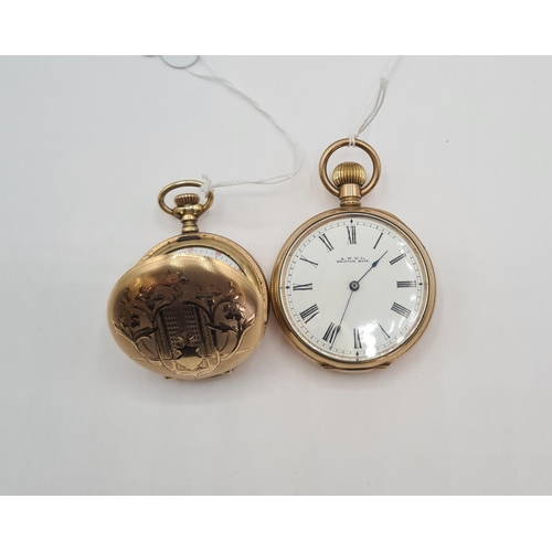 164 - A lady's Elgin keyless wind Hunter Pocket Watch the white enamel dial with arabic numerals, minute t... 