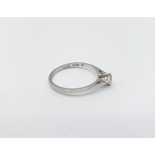 190 - A Diamond single stone Ring claw-set brilliant-cut stone in platinum, ring size K 1/2, approx 2.10gm... 