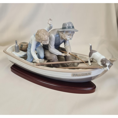 228 - Lladro Figure Group 'Fishing with Gramps in Paloma', 15in long