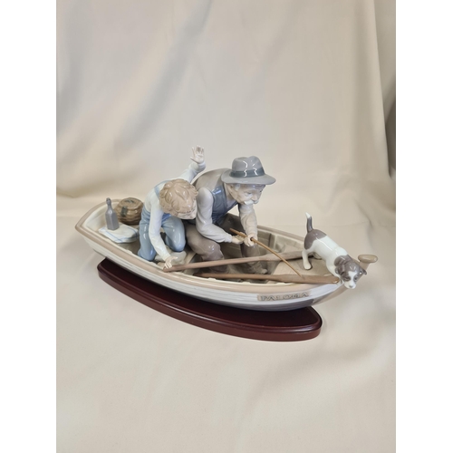 228 - Lladro Figure Group 'Fishing with Gramps in Paloma', 15in long