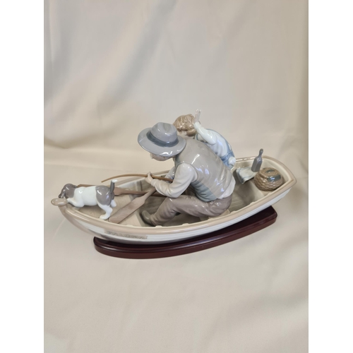 228 - Lladro Figure Group 'Fishing with Gramps in Paloma', 15in long