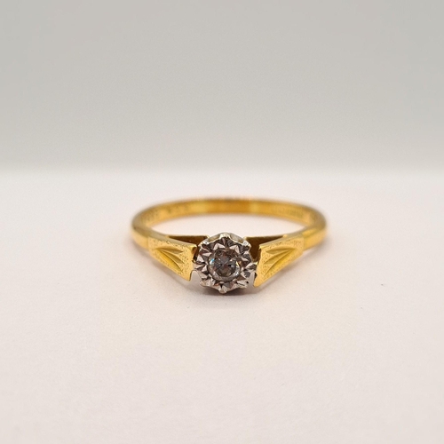 233 - A Diamond single stone Ring illusion-set brilliant-cut stone in a18ct gold, ring size P, approx 2.90... 