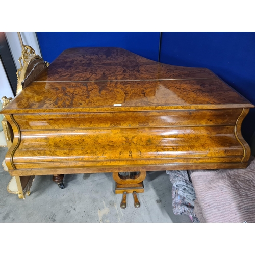 689 - An antique walnut cased baby Grand Piano by Collard & Collard raised on octagonal tapering supports ... 