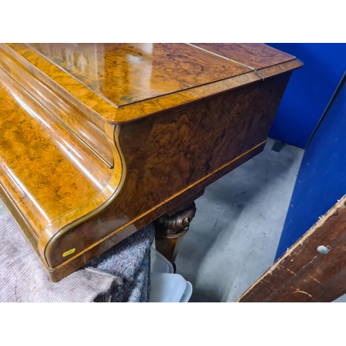 689 - An antique walnut cased baby Grand Piano by Collard & Collard raised on octagonal tapering supports ... 