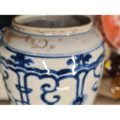 304 - A Chinese blue and white lidded Jar, Soup Bowls and Collector's Plates (R5)