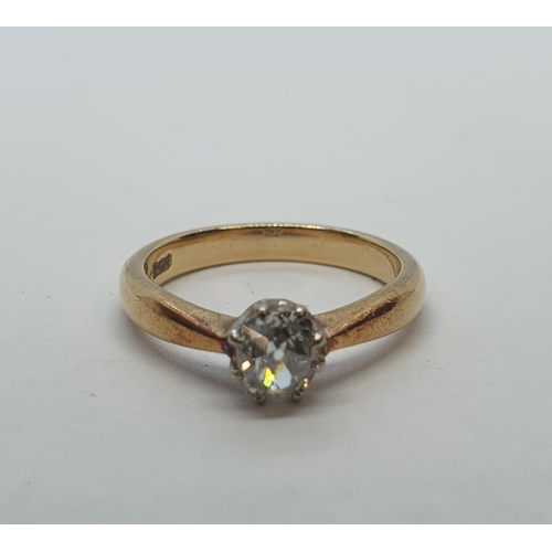 192 - A Diamond single stone Ring claw-set old-cut stone, marks indistinct, ring size O, approx 4.70gms