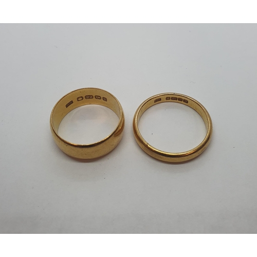 196 - Two 22ct gold Wedding Bands, approx 12.40gms