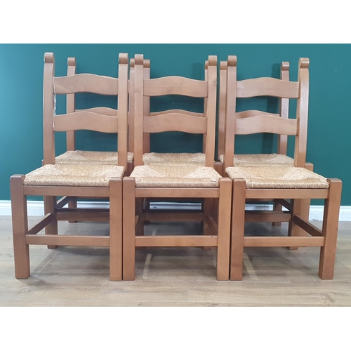 11 - A set of Six modern rush seated Dining Chairs. (R3).