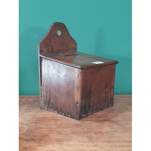 24 - An antique oak Salt/Candle Box with hinged lid, 13