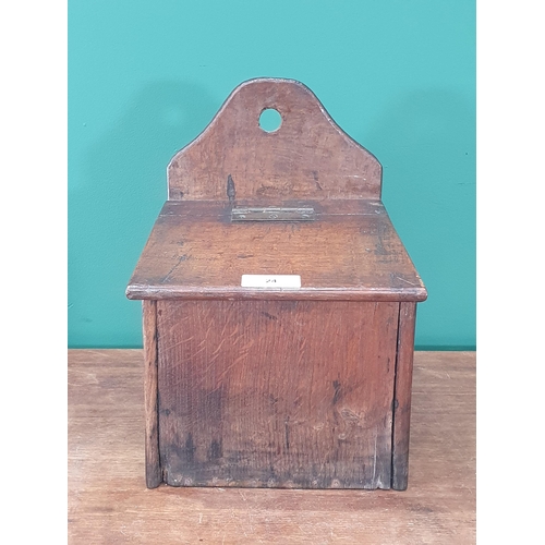 24 - An antique oak Salt/Candle Box with hinged lid, 13