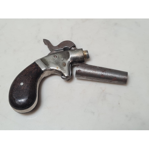 26 - A 19th Century percussion Muff Pistol with screw on barrel 5in L