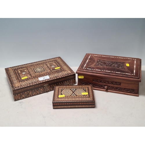 28 - Two Moorish inlaid Boxes and an Indian Writing Box (R2)