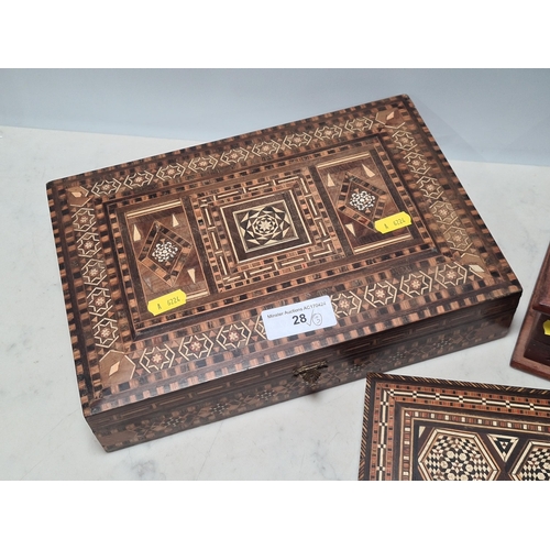 28 - Two Moorish inlaid Boxes and an Indian Writing Box (R2)