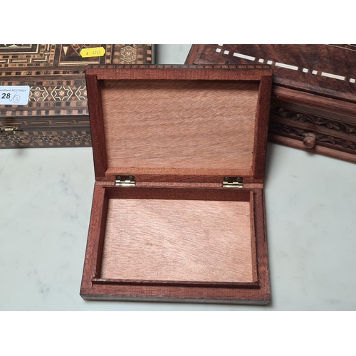 28 - Two Moorish inlaid Boxes and an Indian Writing Box (R2)