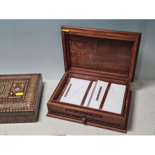 28 - Two Moorish inlaid Boxes and an Indian Writing Box (R2)