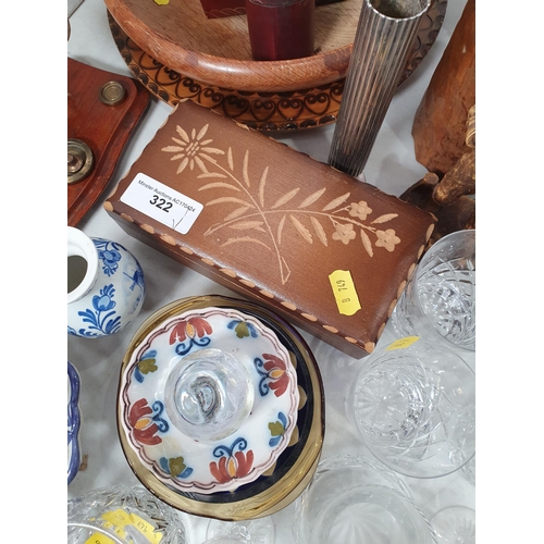 322 - A wooden Fruit Bowl, decorative wooden Plate, a set of John Cooke & Sons Scales, a Royal Worcester B... 