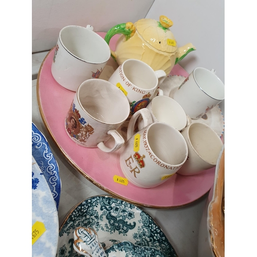 325 - Ceramics including, two Wedgwood lidded Boxes, a Wedgwood Style Jug, a blue and white Strainer with ... 