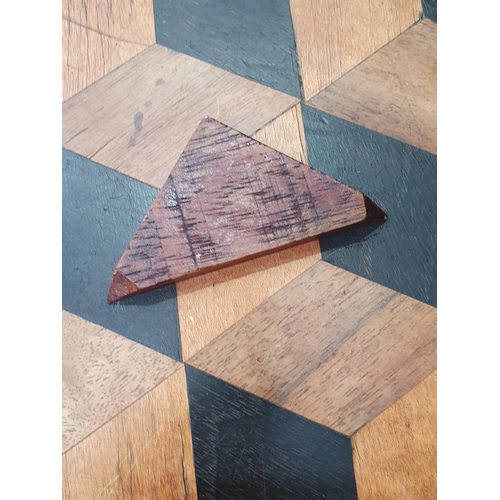 4 - A 19th Century Side Table with parquetry top on turned supports and stretcher, 2ft 11in (R2)