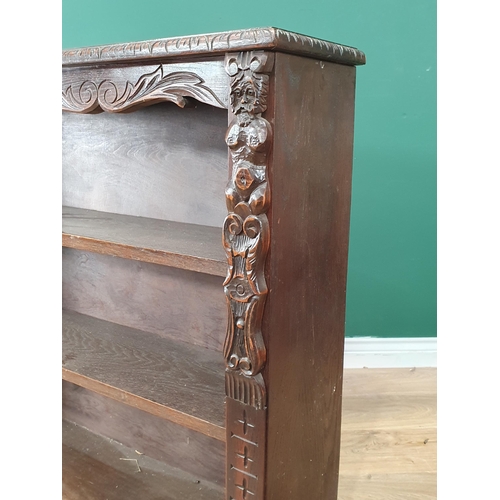 408 - A carved oak Bookcase, 4ft W x 3ft H (R7)