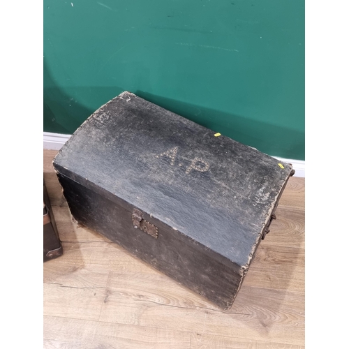 439 - Two Vintage leather style covered Luggage Trunks, A/F. (R6).