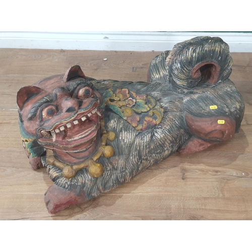 452 - A carved and painted Continental Lion/Dog, A/F, 2ft 7