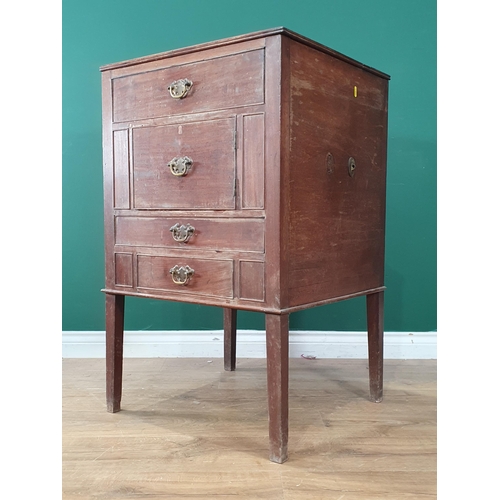 458 - An antique mahogany Wash Stand with lift up top, above single cupboard door and fitted drawer, raise... 