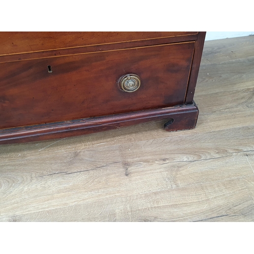 473 - A 19th Century mahogany and satinwood Secretaire Bookcase, the top with pair of astragal glazed door... 