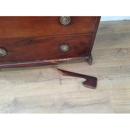 473 - A 19th Century mahogany and satinwood Secretaire Bookcase, the top with pair of astragal glazed door... 