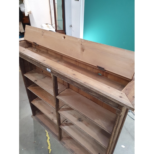 487 - A stained oak and pine Hanging Open Bookcase, 3ft 10