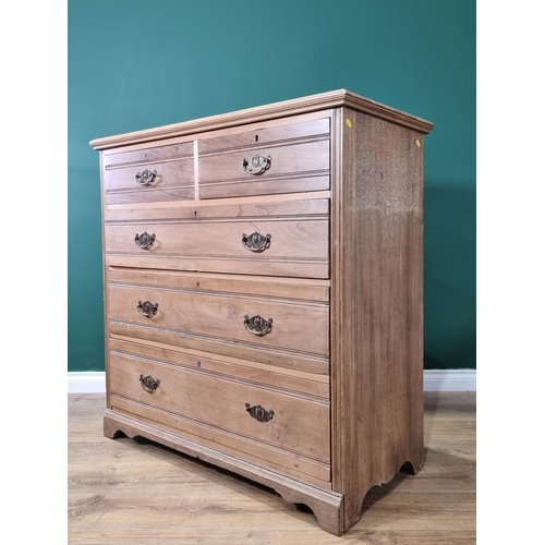 598 - An Edwardian satin walnut Chest of two short and three long graduated drawers on bracket feet, A/F, ... 