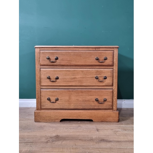 600 - A small oak Chest of three drawers, 2ft 4in H x 30in W x 17in Deep, (R6)