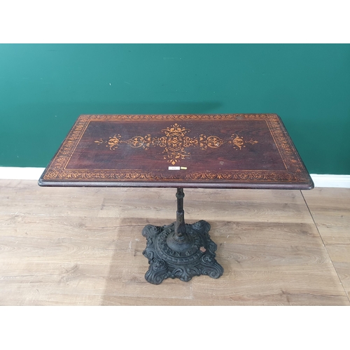 675 - A stained and grained rectangular topped Table, with stencil work border and central lozenge, raised... 