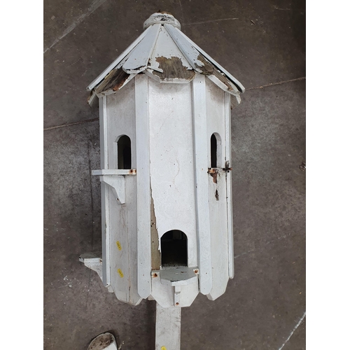 691 - A white painted Dovecot on stand, A/F, 9ft tall